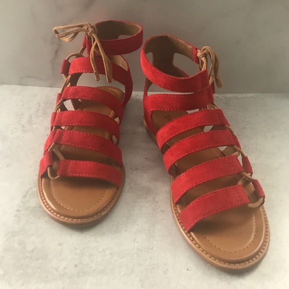 Frye Shoes - Frye Blair Side Ghillie Gladiator Red Sandals
